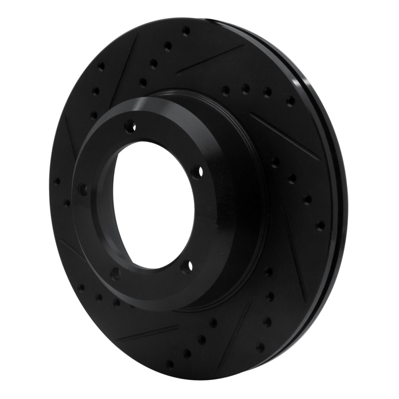 Land Rover Defender 90 Brake Rotor (1) - Front Left - R1 Concepts - Drilled & Slotted - Black - `90-`16